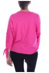 T-SHIRT MANCHES PERLES A NOUER 9000 FUSHIA