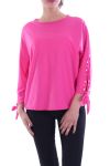 T-SHIRT MANICHE PERLINE CRAVATTA 9000 FUSHIA