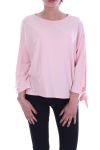 T-SHIRT MANICHE PERLINE CRAVATTA 9000 ROSA