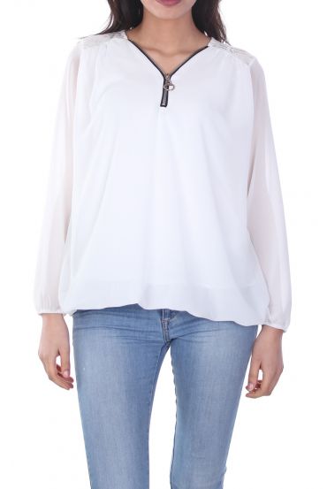 BLUSA DE ENCAJE ZIP 5089 BLANCO