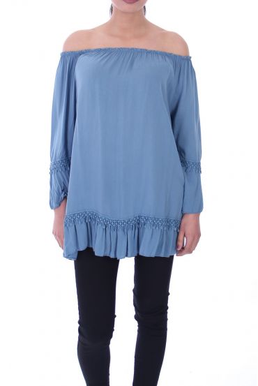 TUNIEK V-HALS ELASTIQUEE 6029 BLAUW