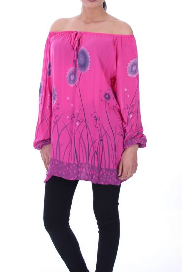 TUNIC NECKLINE ELASTIQUEE 6002 FUSHIA