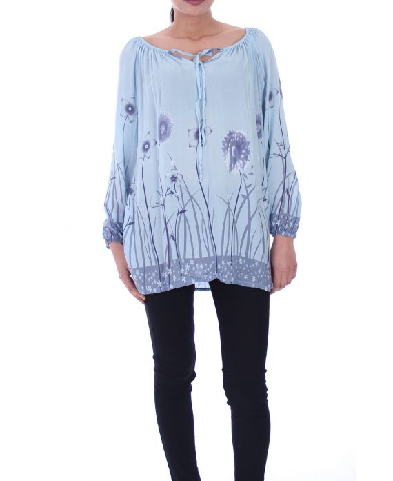 TUNIC NECKLINE ELASTIQUEE 6002 SKY BLUE