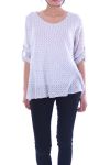 T-SHIRT RETRO IN PIZZO 6030 BIANCO