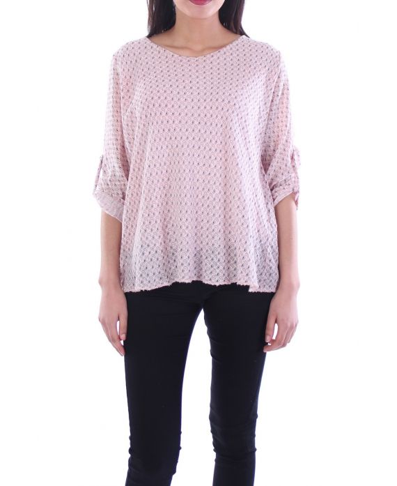 T-SHIRT DOS DENTELLE 6030 ROSE