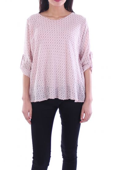 T-SHIRT RETRO IN PIZZO 6030 ROSA