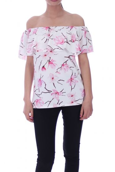 TOP FLORAL DRUCKT 9002 WEIß