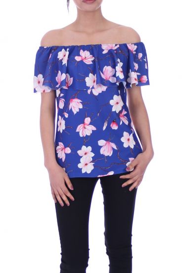 BOVEN PRINT BLOEMEN 9002 ROYAL BLUE