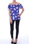 BOVEN PRINT BLOEMEN 9002 ROYAL BLUE