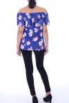 BOVEN PRINT BLOEMEN 9002 ROYAL BLUE