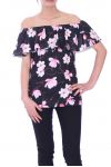 TOP IMPRIME FLORAL 9002 NOIR