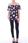 TOP IMPRIME FLORAL 9002 NOIR