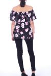 TOP IMPRIME FLORAL 9002 NOIR