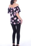 TOP IMPRIME FLORAL 9002 NOIR