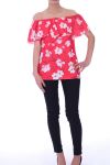 TOP IMPRIME FLORAL 9002 ROUGE