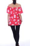 TOP IMPRIME FLORAL 9002 ROUGE