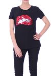 T-SHIRT PAILLETTES PERLINE 6006 NERO