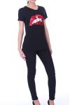 T-SHIRT PAILLETTEN PERLEN 6006 SCHWARZ