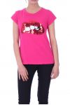 CAMISETA DE LENTEJUELAS CUENTAS 6006 FUSHIA