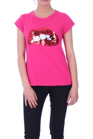 T-SHIRT PAILLETTEN PERLEN 6006 FUSHIA