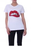 T-SHIRT PAILLETTES PERLES 6006 BLANC