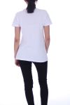 CAMISETA DE LENTEJUELAS CUENTAS 6006 BLANCO