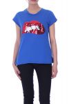 T-SHIRT MET PAILLETTEN KRALEN 6006 ROYAL BLUE