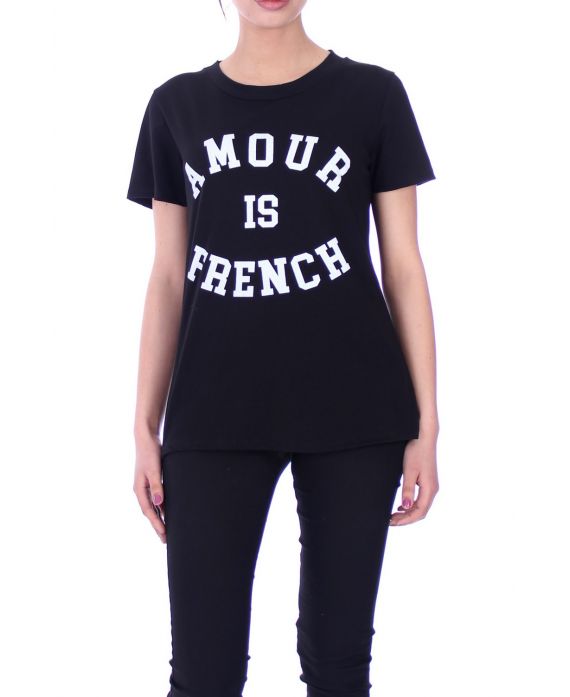 T-SHIRT AMOUR IS FRENCH 9008 NOIR