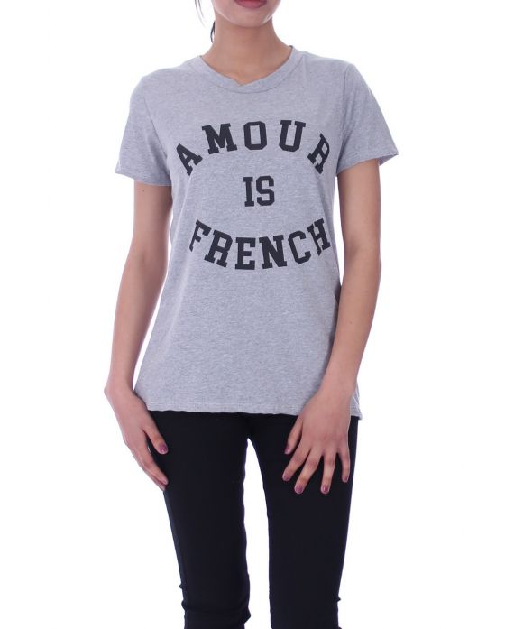 T-SHIRT AMOUR IS FRENCH 9008 GRIS