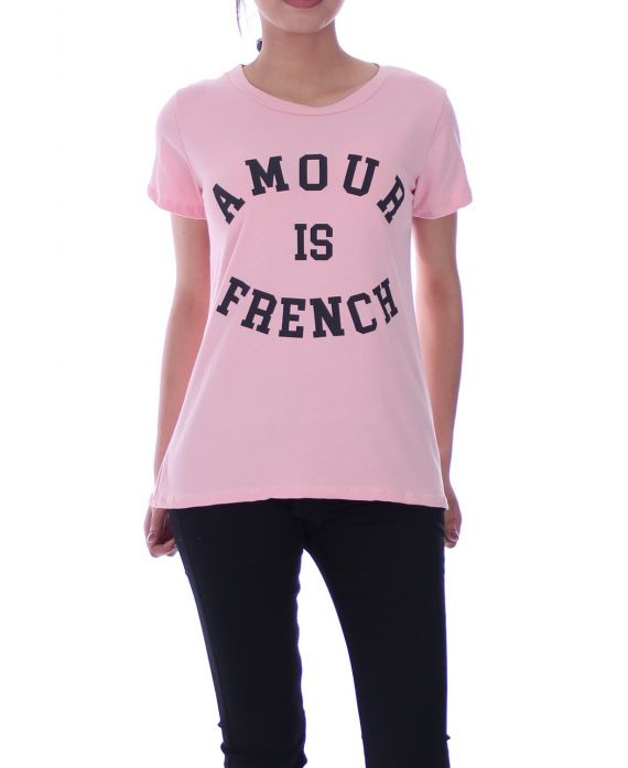 T-SHIRT L'AMORE È FRANCESE 9008 ROSA