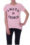 T-SHIRT AMOUR IS FRENCH 9008 ROSE