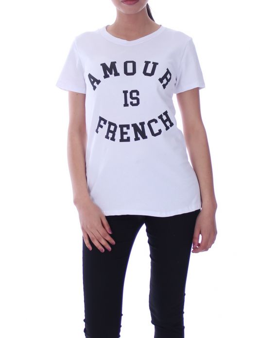 T-SHIRT AMOUR IS FRENCH 9008 BLANC