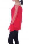 BLOUSE MANCHES PERLES 5069 ROUGE