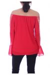 BLOUSE MANCHES PERLES 5069 ROUGE