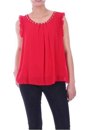 TOP AUSSCHNITT PERLEN 9023 ROT