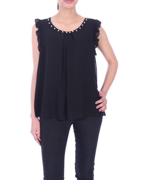 TOP ESCOTE DE CUENTAS 9023 NEGRO