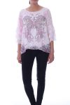 TOP GORDIJN MET PRINTS 9025 FUSHIA