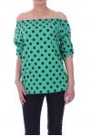 TOP IS VOORZIEN VAN POLKA DOTS 9034 GROEN