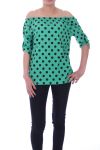 TOP IS VOORZIEN VAN POLKA DOTS 9034 GROEN