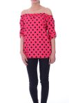 TOP IS VOORZIEN VAN POLKA DOTS 9034 KORAAL