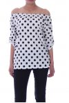 TOP IS VOORZIEN VAN POLKA DOTS 9034 WIT