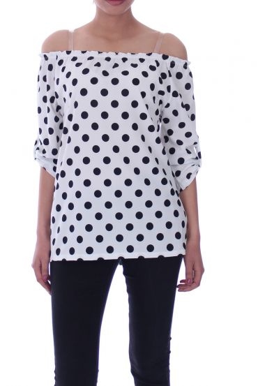 TOP HAS POLKA DOTS 9034 WHITE