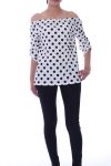 TOP IS VOORZIEN VAN POLKA DOTS 9034 WIT