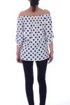 TOP IS VOORZIEN VAN POLKA DOTS 9034 WIT