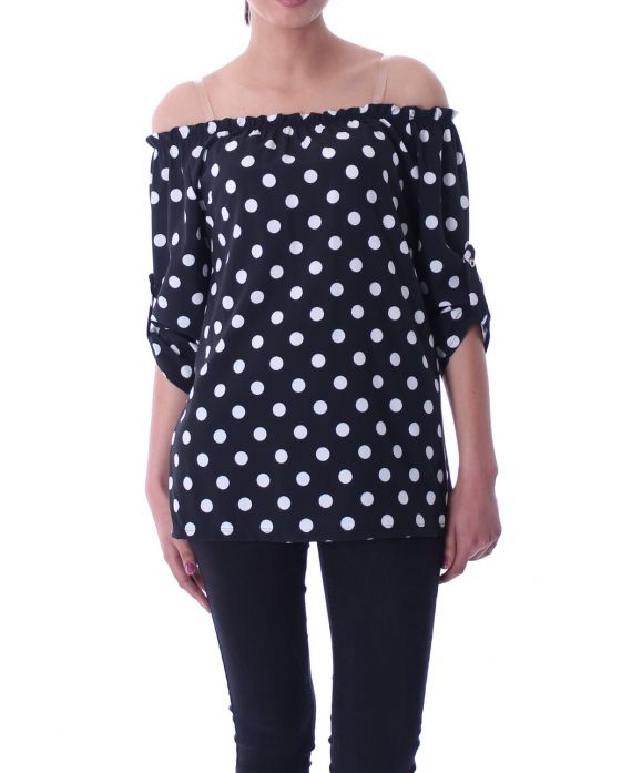 TOP HAS POLKA DOTS 9034 BLACK