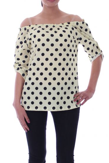 TOP A POIS 9034 JAUNE