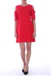 ROBE TUNIQUE EPAULES PERLES 9042 ROUGE