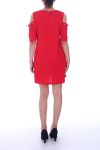 ROBE TUNIQUE EPAULES PERLES 9042 ROUGE