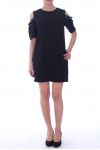 TUNIC DRESS SHOULDER BEADS 9042 BLACK