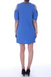 KLEID TUNIKA SCHULTERN PERLEN 9042 ROYAL BLAU